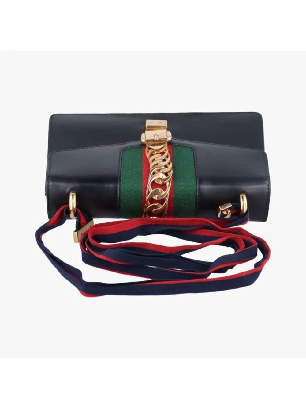 Gucci Sylvie Black Green Red Leather Messenger Bag - Picture 8 of 15